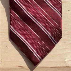 Micheal Kors Designer Red Striped Silk Tie